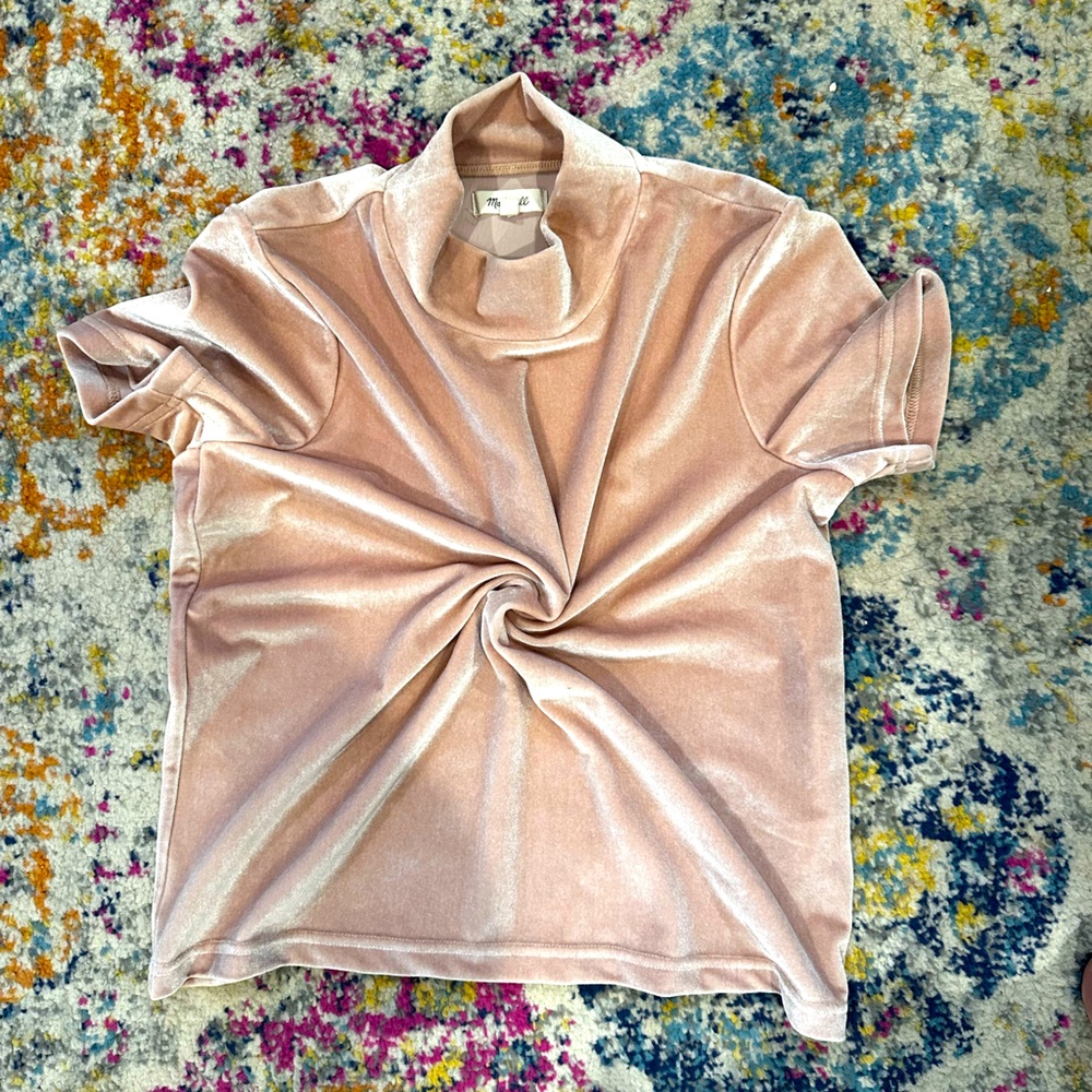 Madewell peachy pink velour top Sz S